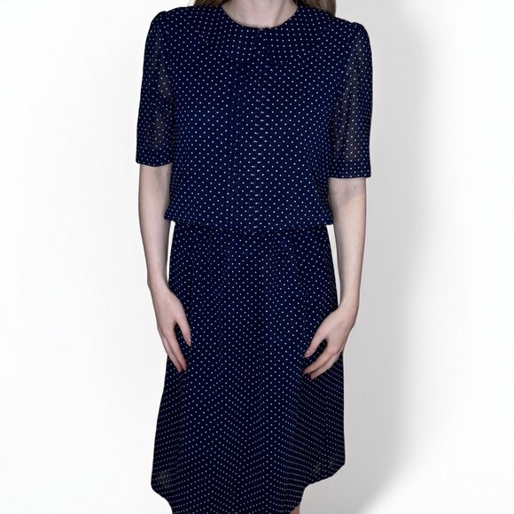 Vintage - Polka Dot Midi Dress - size Small - Picture 1 of 8